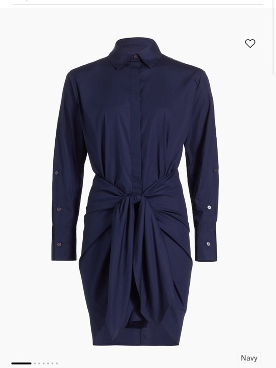 Derek Lam Dresses & Skirts - Derek Lam Navy Long-Sleeve Tie-Front Shirt Dress